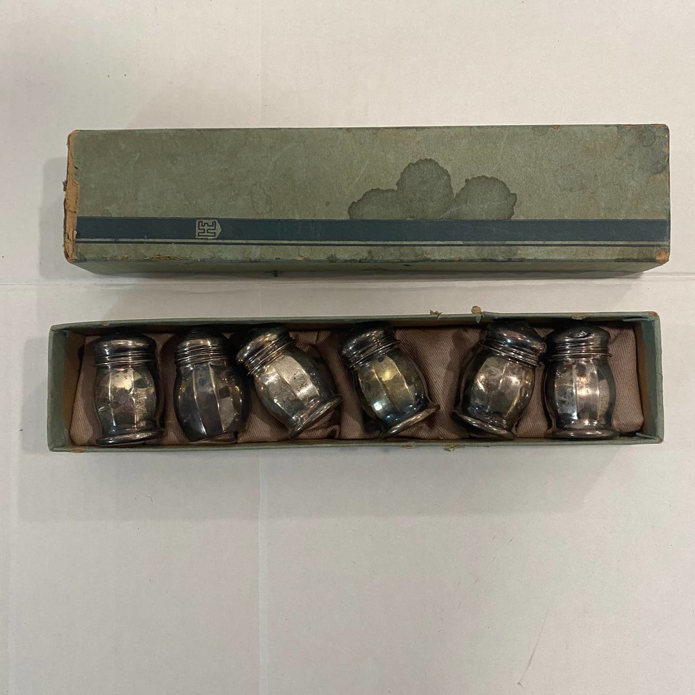 Vintage Sterling Set of Six Mini Salt Shakers